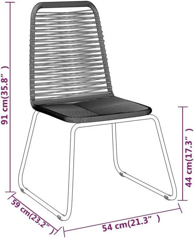 Alt view image 6 of 6 - vidaXL Patio Dining Set 5 Piece Black Garden Outdoor Table and Chair Furniture