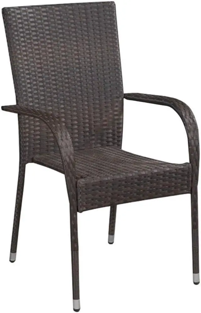 Alt view image 3 of 6 - vidaXL Patio Dining Set 5 Piece Brown and Black Garden Outdoor Table and Chair