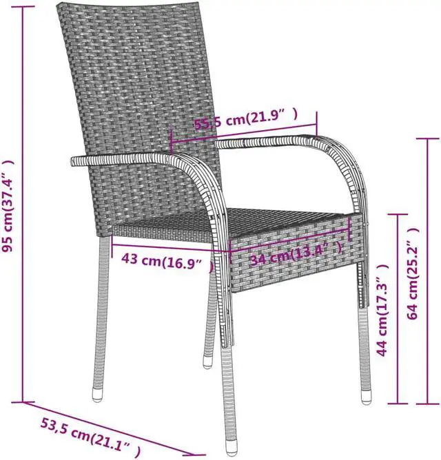 Alt view image 6 of 6 - vidaXL Patio Dining Set 5 Piece Brown and Black Garden Outdoor Table and Chair