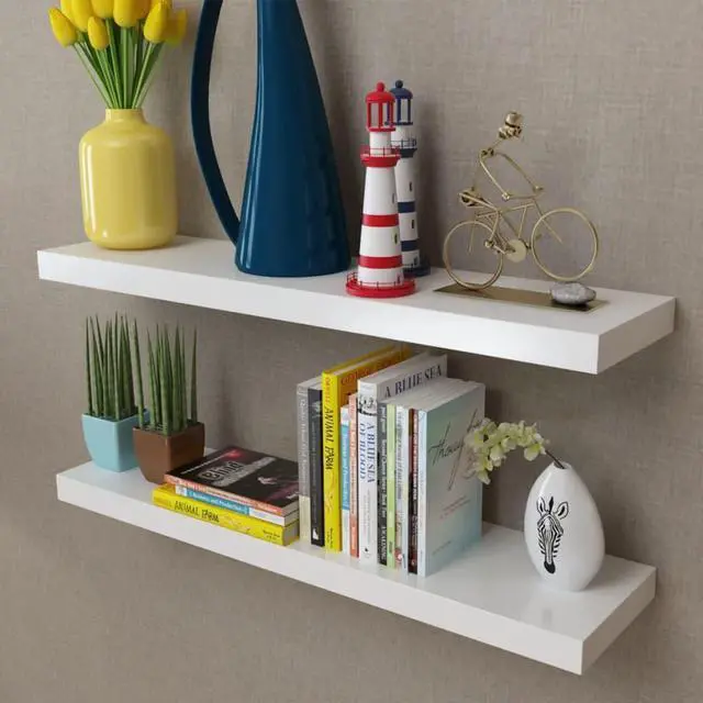 Alt view image 10 of 11 - vidaXL Wall Shelves Floating Shelves Wall Display Shelves 2 Pcs White MDF
