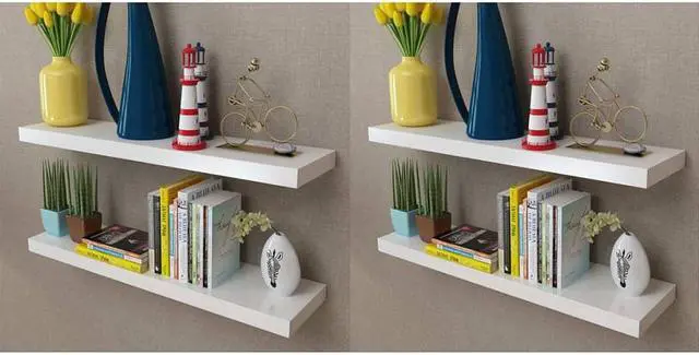 Alt view image 5 of 6 - vidaXL Wall Shelves Floating Shelves Wall Mounted Display Shelves 4 Pcs White