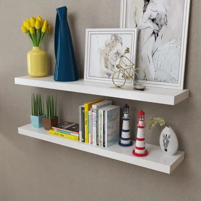 Alt view image 10 of 11 - vidaXL Wall Shelves Floating Shelves Wall Display Shelves 2 Pcs White MDF