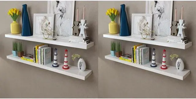 Alt view image 6 of 7 - vidaXL Wall Shelves Floating Shelves Wall Mounted Display Shelves 4 Pcs White