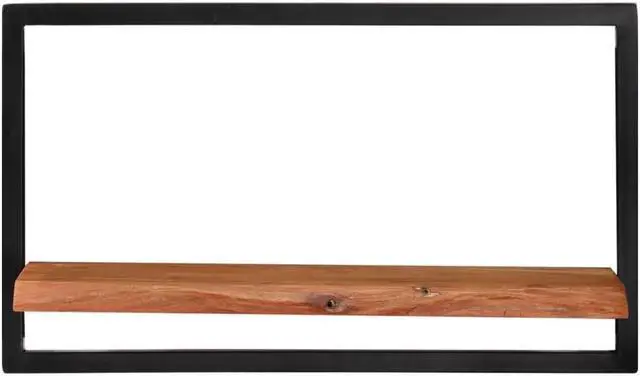 Alt view image 5 of 9 - vidaXL Wall Shelves 2 pcs 23.6"x9.8"x13.8" Solid Wood Acacia and Steel