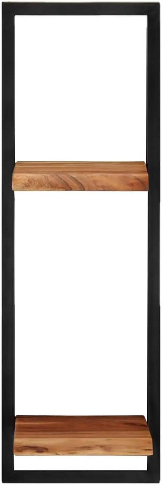 Alt view image 6 of 10 - vidaXL Wall Shelves 2 pcs 9.8"x9.8"x29.5" Solid Wood Acacia and Steel