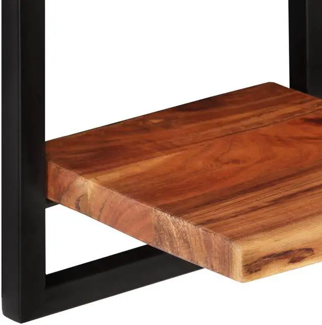 Alt view image 9 of 10 - vidaXL Wall Shelves 2 pcs 9.8"x9.8"x29.5" Solid Wood Acacia and Steel