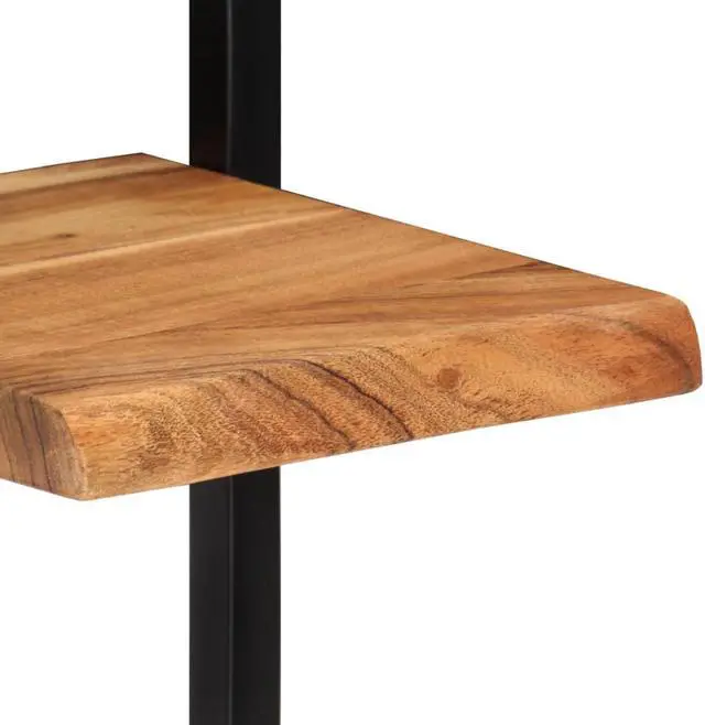 Alt view image 10 of 10 - vidaXL Wall Shelves 2 pcs 9.8"x9.8"x29.5" Solid Wood Acacia and Steel