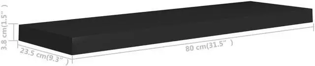 Alt view image 11 of 11 - vidaXL Floating Wall Shelf Black 31.5"x9.3"x1.5" MDF