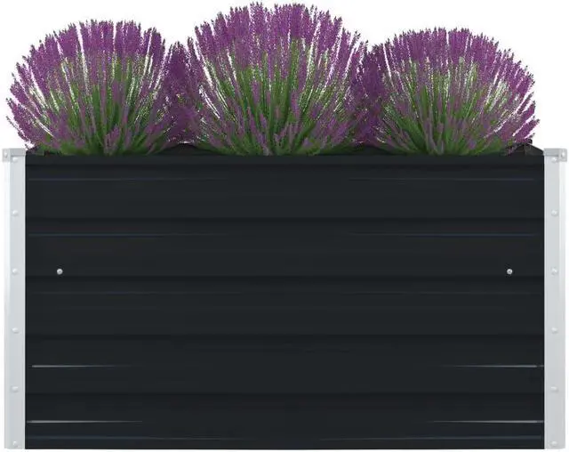 Alt view image 11 of 11 - vidaXL Raised Garden Bed Patio Raised Flower Bed Galvanized Steel Anthracite