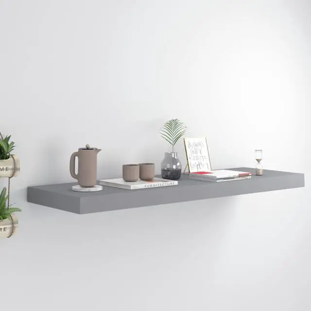 Alt view image 6 of 11 - vidaXL Floating Wall Shelf Gray 31.5"x9.3"x1.5" MDF