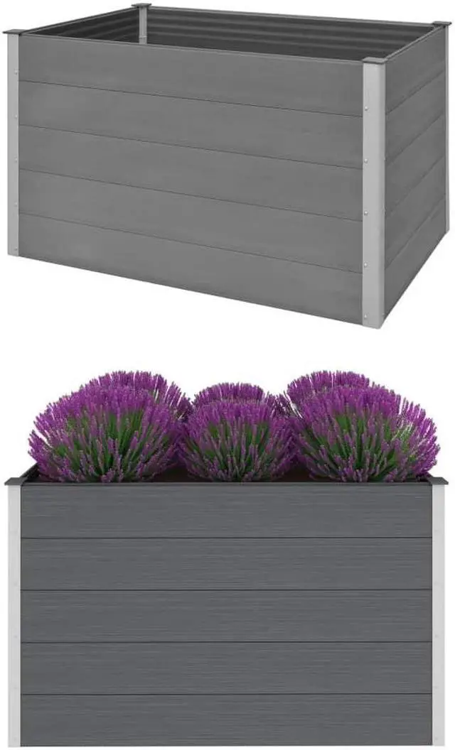 Alt view image 7 of 7 - vidaXL Garden Raised Bed Outdoor Planter Pot for Vegetables Flowers WPC Gray