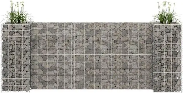 Alt view image 13 of 13 - vidaXL H-Shaped Gabion Planter Steel Wire 39.4" Flower Bed Basket Pot Garden