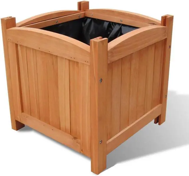 Alt view image 14 of 14 - vidaXL Planter Flower Boxes with PE Lining Patio Plant Boxes 2 Pcs Solid Wood