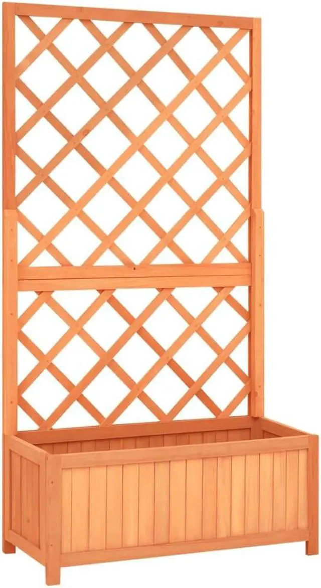 Alt view image 17 of 18 - vidaXL Planter Flower Box Trellis Raised Bed Outdoor Planter Solid Firwood