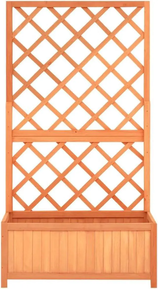 Alt view image 18 of 18 - vidaXL Planter Flower Box Trellis Raised Bed Outdoor Planter Solid Firwood