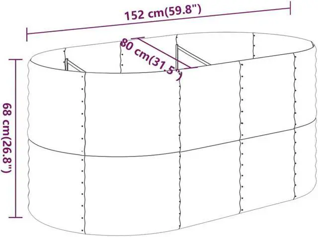 Alt view image 6 of 6 - vidaXL Garden Raised Bed Anthracite Galvanized Steel Large Durable