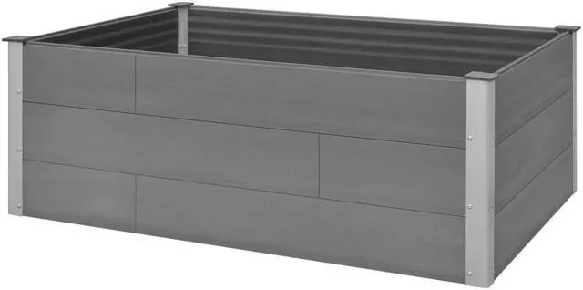 Alt view image 10 of 14 - vidaXL Garden Raised Bed WPC 59.1"x39.4"x21.3" Gray