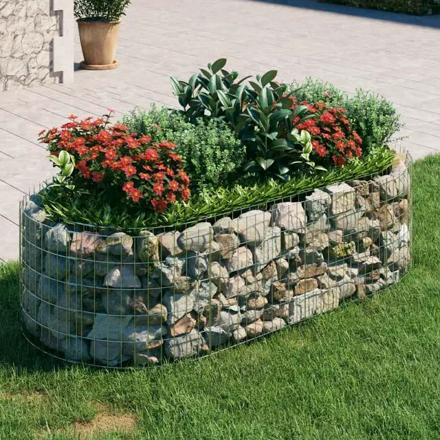 Main image of vidaXL Raised Garden Bed Outdoor Gabion Raised Bed Flower Pot Galvanized Iron
