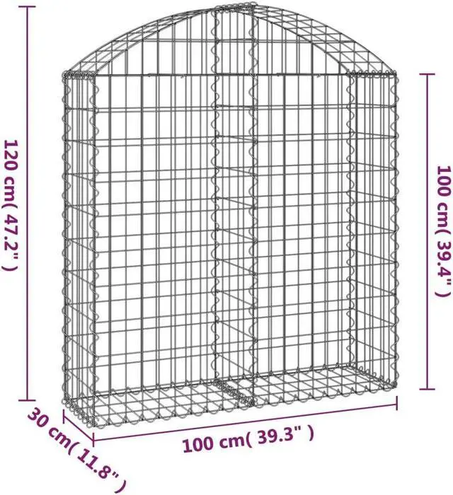 Alt view image 4 of 4 - vidaXL Gabion Basket Arched Gabion Basket Planter for Flower Galvanized Iron