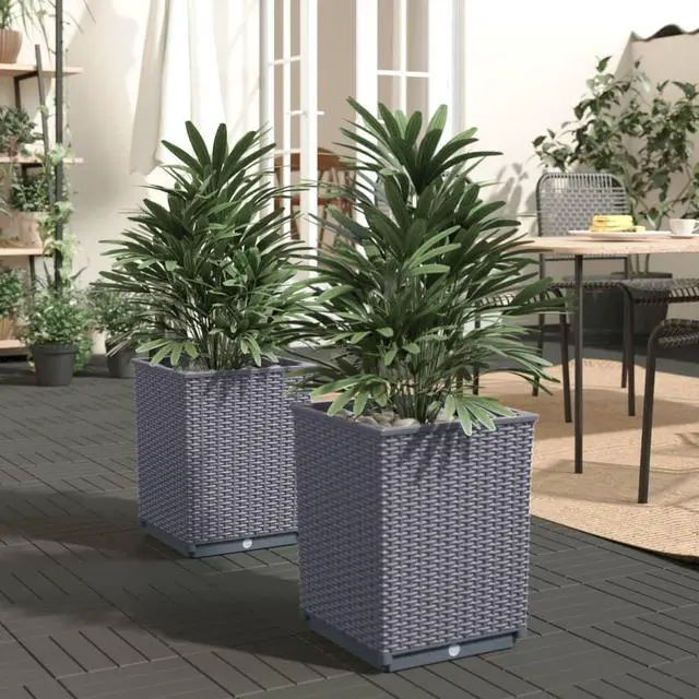 Main image of vidaXL Planter Set of 2 Blue Grey Polypropylene Medium