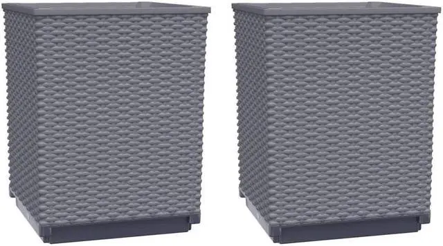 Alt view image 2 of 6 - vidaXL Planter Set of 2 Blue Grey Polypropylene Medium