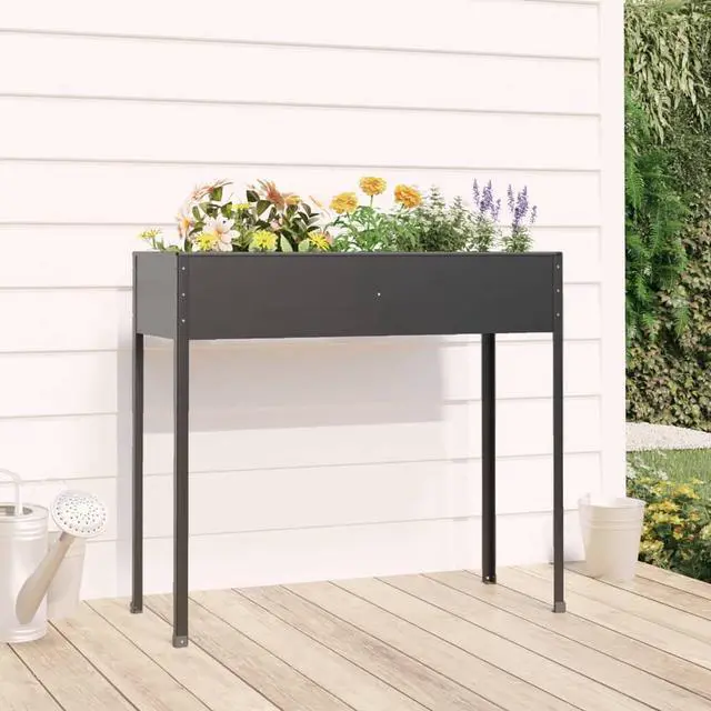 Main image of vidaXL Planter Stand Outdoor Raised Garden Bed Anthracite Galvanized Steel