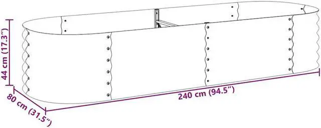 Alt view image 4 of 7 - vidaXL Garden Raised Bed Galvanized Steel, Oval Garden Planter for Flowers and Planters, Bottomless Raised Flower Bed, Weather-resistant, Gray, 94.5"x31.5"x17.3"