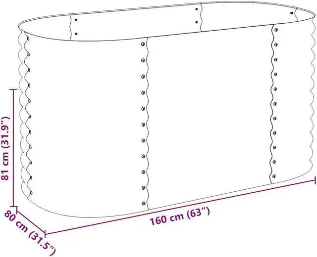 Alt view image 4 of 7 - vidaXL Garden Raised Bed Galvanized Steel, Oval Garden Planter for Flowers and Planters, Bottomless Raised Flower Bed, Weather-resistant, Gray, 63"x31.5"x31.9"