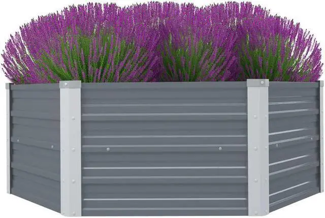 Alt view image 11 of 11 - vidaXL Raised Garden Bed Patio Raised Flower Bed Galvanized Steel Planter Gray