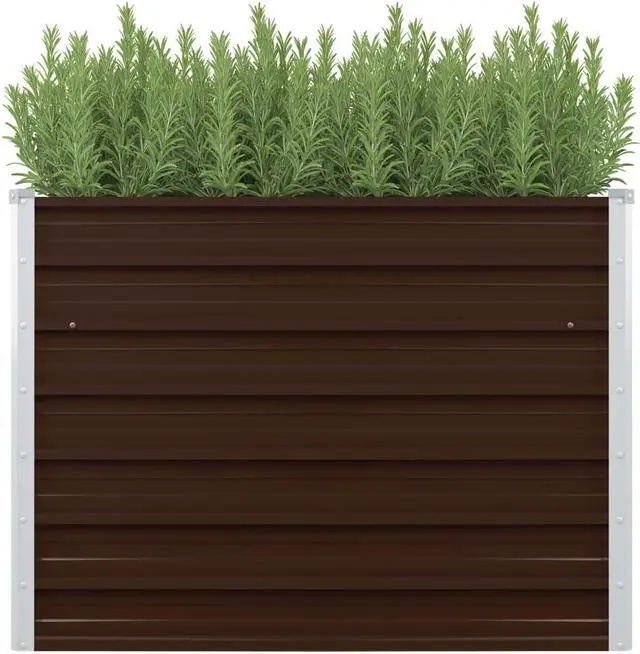 Alt view image 13 of 13 - vidaXL Raised Garden Bed Patio Raised Flower Bed Galvanized Steel Planter Brown