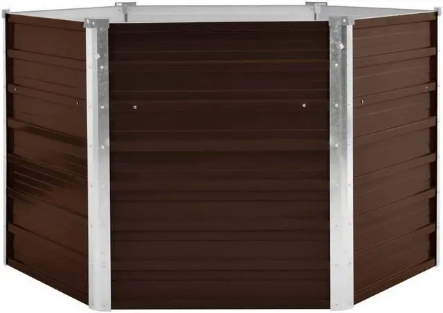 Alt view image 10 of 10 - vidaXL Raised Garden Bed Raised Flower Bed Galvanized Steel Patio Planter Brown