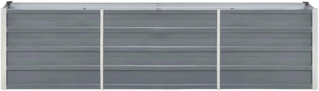 Alt view image 6 of 8 - vidaXL Garden Raised Bed Galvanized Steel 94.5"x15.7"x17.7" Gray