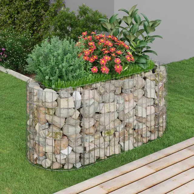Main image of vidaXL Raised Garden Bed Outdoor Gabion Raised Bed Flower Pot Galvanized Iron