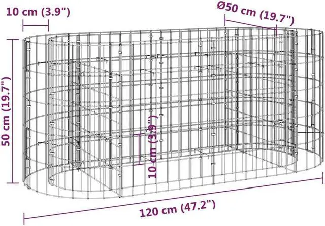 Alt view image 4 of 6 - vidaXL Raised Garden Bed Outdoor Gabion Raised Bed Flower Pot Galvanized Iron
