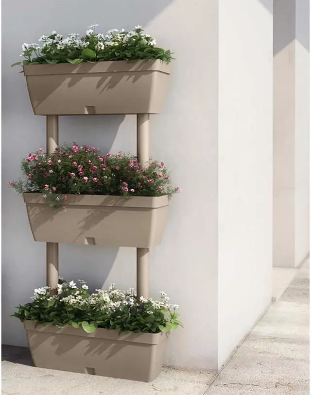 Main image of vidaXL Flower Box 6 Pcs Vertical Garden Planter Box for Growing Vegetables Taupe