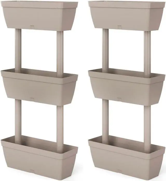 Alt view image 2 of 6 - vidaXL Flower Box 6 Pcs Vertical Garden Planter Box for Growing Vegetables Taupe