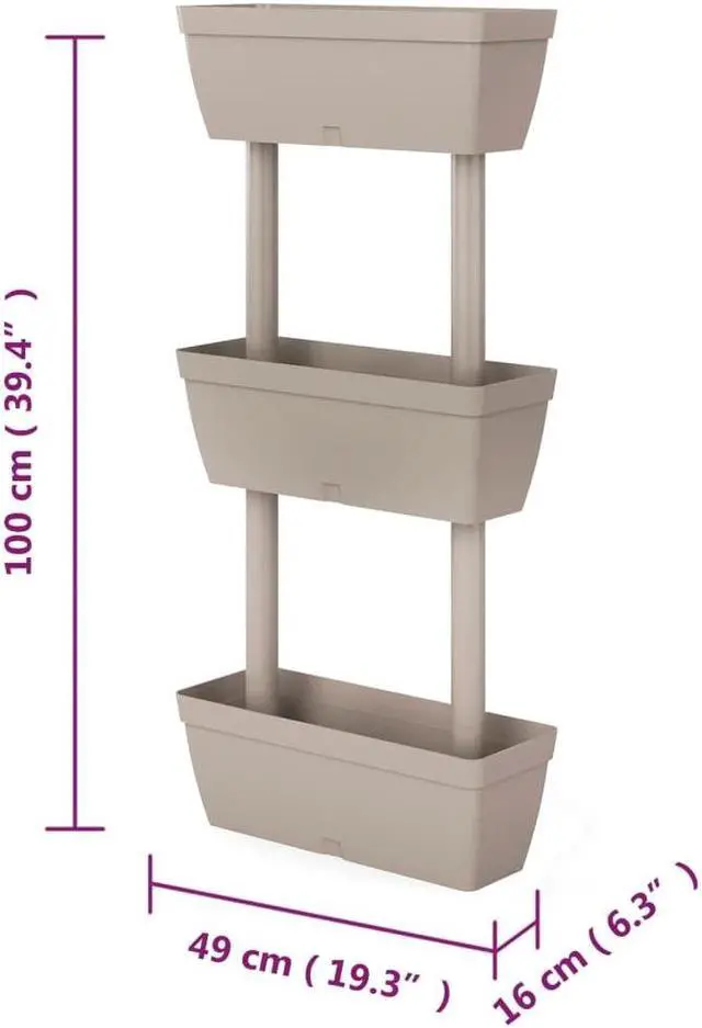 Alt view image 4 of 6 - vidaXL Flower Box 6 Pcs Vertical Garden Planter Box for Growing Vegetables Taupe