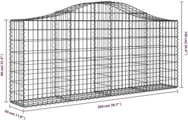Alt view image 4 of 4 - vidaXL Gabion Basket Arched Gabion Basket Planter for Flower Galvanized Iron