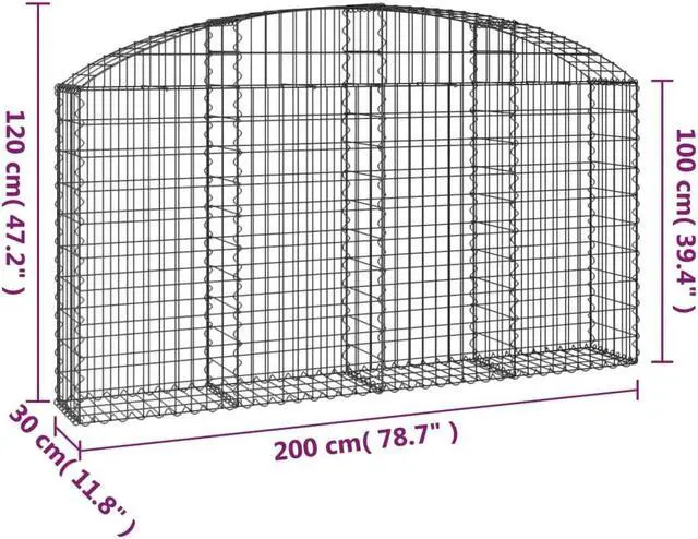 Alt view image 4 of 4 - vidaXL Gabion Basket Arched Gabion Basket Planter for Flower Galvanized Iron