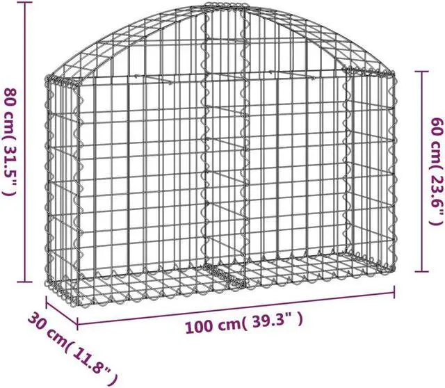 Alt view image 4 of 4 - vidaXL Gabion Basket Arched Gabion Basket Planter for Flower Galvanized Iron