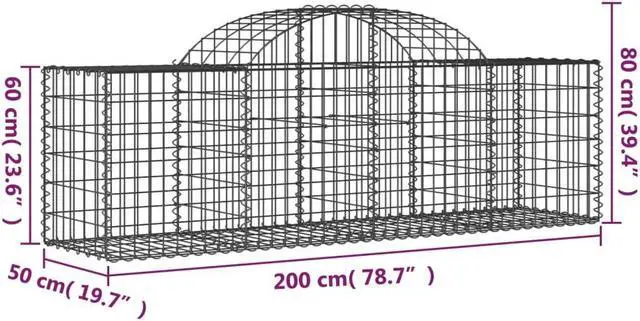 Alt view image 4 of 4 - vidaXL Gabion Basket Garden Arched Gabion Basket Cage Fence Galvanized Iron