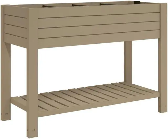Alt view image 2 of 6 - vidaXL Raised Garden Bed Outdoor Patio Planter Box Light Brown Polypropylene