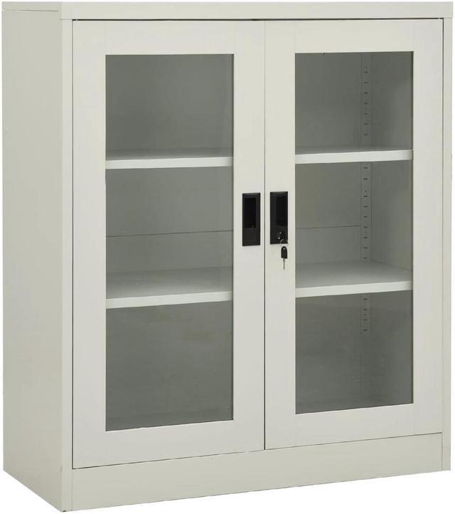 Alt view image 15 of 15 - vidaXL Office Cabinet Storage Cabinet Home Display Cabinet Light Gray Steel