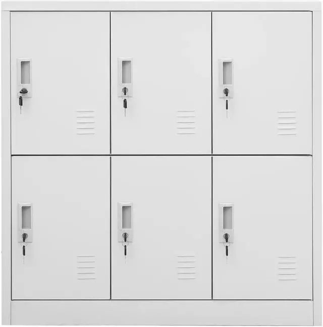 Alt view image 2 of 6 - vidaXL Locker Cabinet Storage Cabinet File Cabinet 2 Pcs Light Gray Steel