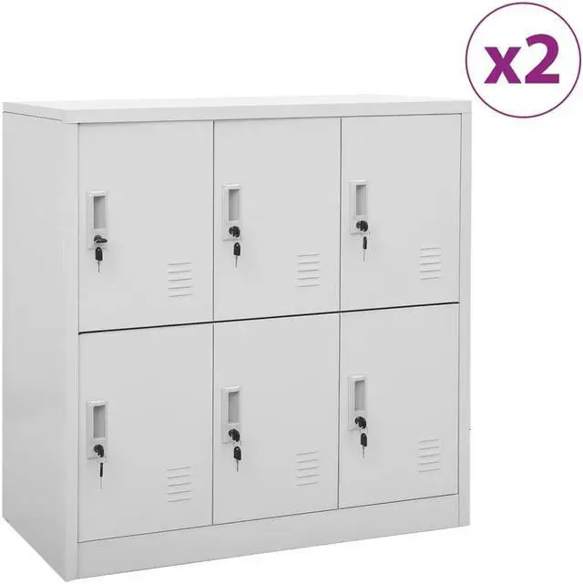 Main image of vidaXL Locker Cabinet Storage Cabinet File Cabinet 2 Pcs Light Gray Steel