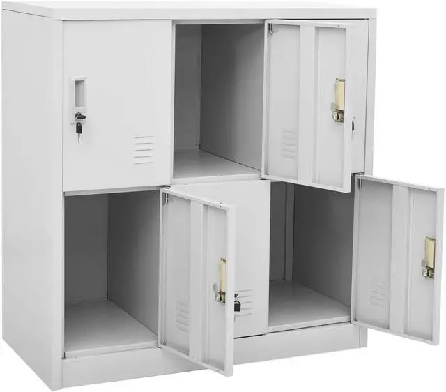 Alt view image 5 of 6 - vidaXL Locker Cabinet Storage Cabinet File Cabinet 2 Pcs Light Gray Steel