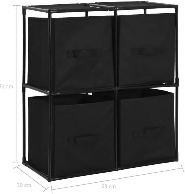 Alt view image 5 of 5 - vidaXL Storage Cabinet Storage Organizer Unit with 4 Fabric Baskets Black Steel