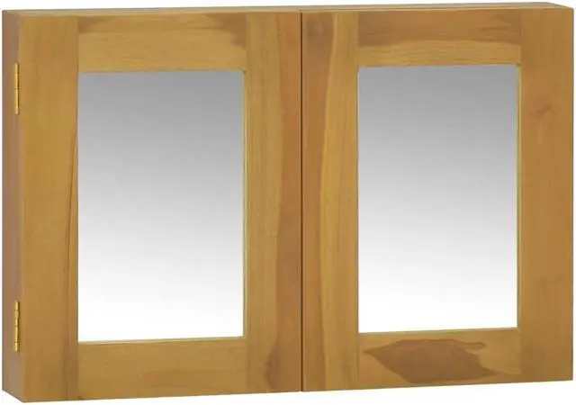 Alt view image 11 of 16 - vidaXL Mirror Cabinet 23.6"x3.9"x15.7" Solid Wood Teak