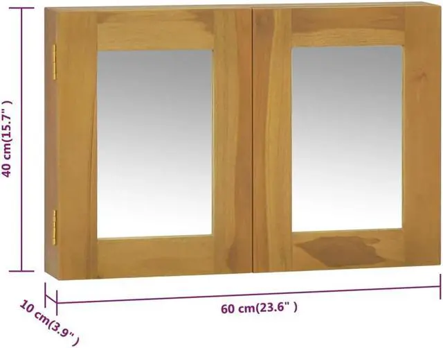 Alt view image 13 of 16 - vidaXL Mirror Cabinet 23.6"x3.9"x15.7" Solid Wood Teak