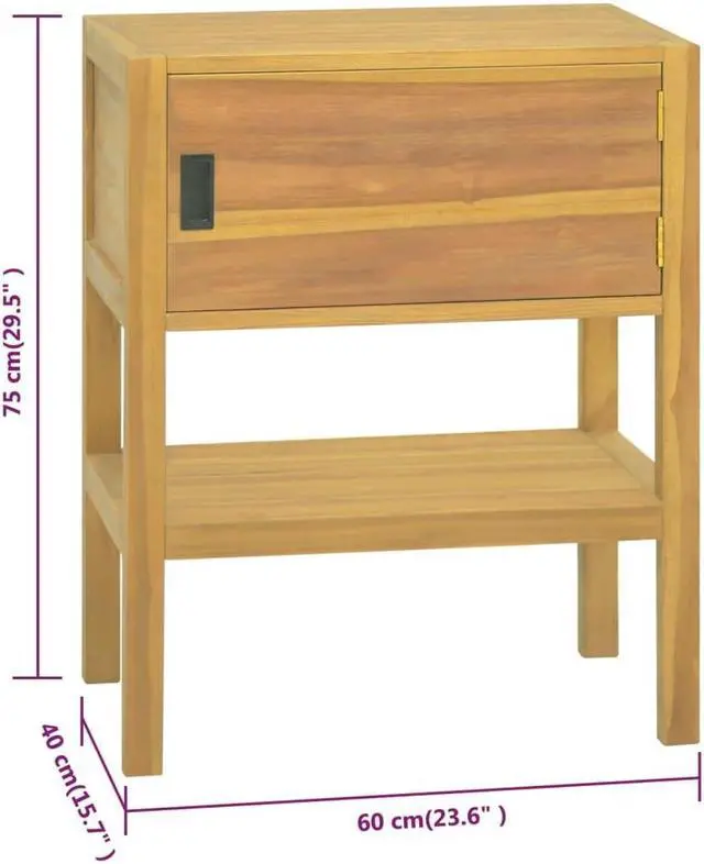 Alt view image 15 of 18 - vidaXL Bathroom Cabinet 23.6"x15.7"x29.5" Solid Wood Teak